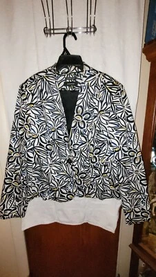 Chaqueta Blazer Jones Wear Elastizada Blanca Floral Talla 18 Foto 1 de 4