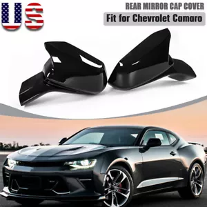 Gloss Black Side Mirror Covers Overlay For Chevy Camaro LT/SS/RS/ZL1 2016-2021 - Foto 1 di 10