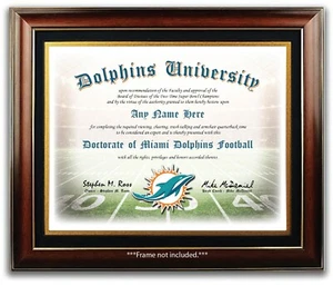 MIAMI DOLPHINS NFL Fußball Fan Zertifikat/Diplom Mann Höhle GESCHENK Weihnachten - Bild 1 von 2