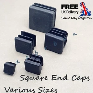 Square Plastic End Caps Blanking Plugs Box Section Tube Inserts Various Sizes - Picture 1 of 21