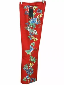 Zara Red Floral Trousers Size XS - Picture 1 of 8