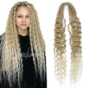 24" Soft Double Ended Dreadlocks Boho Curly Locs Synthetic DE Dreads Extensions - Picture 1 of 36