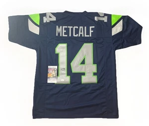 Autographed/Signed DK D.K. METCALF Seattle Blue Football Jersey JSA COA Auto - Picture 1 of 6