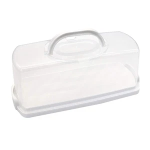 Caja de pan rectangular de plástico con mango portátil, contenedor de almacenamiento de pan para pasteles... - Imagen 1 de 7