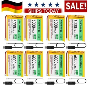 8X 3,7V 6000mAh LiPo-Akku Wiederaufladbarer Lithium-Polymer-Akku + USB-Ladekabel - Bild 1 von 9