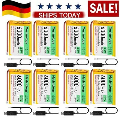 3,7V 6000 mAh LiPo-Akku Wiederaufladbarer mit USB-Ladekabel, PH2.0-Stecker ESP32 - Bild 1 von 4