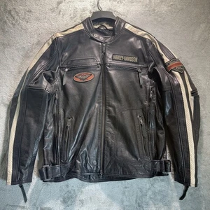 Harley Davidson Herren Command schwarze Lederjacke große weiße Streifen 98007-18VM - Bild 1 von 23