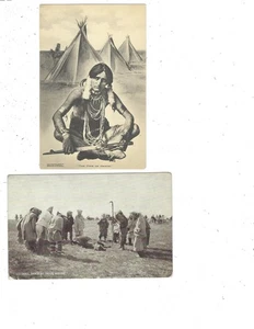 (2) Postales de nativos americanos - Pipe of Peace de Cornish & Sioux Fool Dance - Imagen 1 de 2