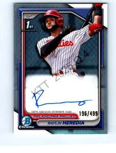 2024 Bowman Chrome 1st Bowman Refractor Raylin Heredia Auto /499 Philadelphia - Picture 1 of 2