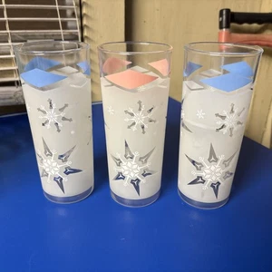 3er Set Vintage Anchor Hocking Cocktail Gläser MCM Blau Rosa Schneeflocke Atomic - Bild 1 von 6