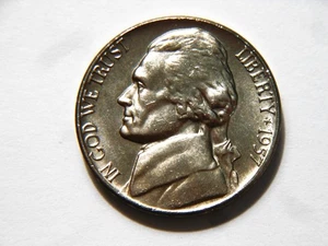 1957-P CH BU+ Jefferson Nickel with nearly Full Steps,  Nice *High Grade* Coin - Bild 1 von 2