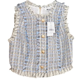 Walter Baker Dara Malibu Light Blue Tweed Top XL - Picture 1 of 3