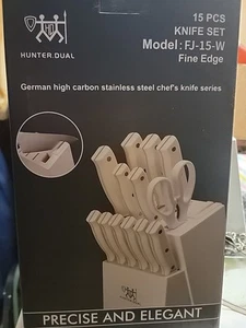 HUNTER.DUAL Knife Set, 15 Piece Kitchen Knife Set with Block Self Sharpening - Picture 1 of 3