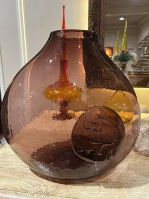 Jarrón medallón Blenko 551 en amatista. Foto 1 de 4