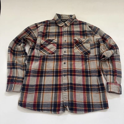 Camisa a Cuadros Brixton Para Hombre Manga Larga Botón Talla XXL Peso Medio Patinador Años 90 Y2K Foto 1 de 4