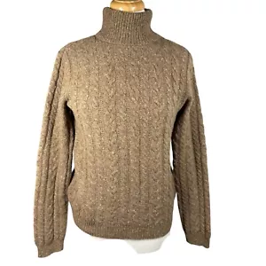 Suéter Ralph Lauren Beige Tejido con Cable para Mujer M Cuello Alto Pullover - Imagen 1 de 15