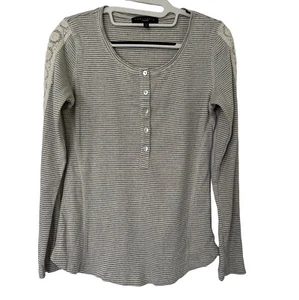 Sanctuary grau gestreiftes Häkel Henley Top Gr. M - Bild 1 von 5