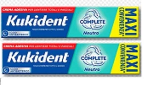KUKIDENT NEUTRO COMPLETO CREMA ADESIVA DENTIERE PROTESI DENTARIE DA 65g Pezzi 2 - Foto 1 di 2