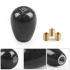 57mm 6 Speed Carbon Fiber Car Manual Gear Stick Shift Knob Shifter M8 M10 M12 - Picture 1 of 6