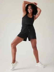 Athleta XS Balance Sleeveless Romper, Black Shorts SOFT Active Elastic Waist NWT - Picture 1 of 6