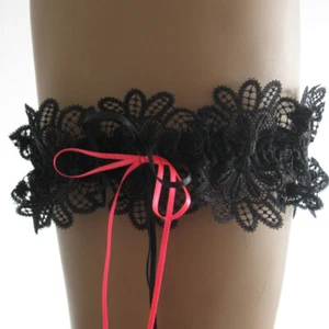 Cinta Para Medias Millesia Myriade Con Encaje Elegante Negra Y Lazo Rosa - Imagen 1 de 7