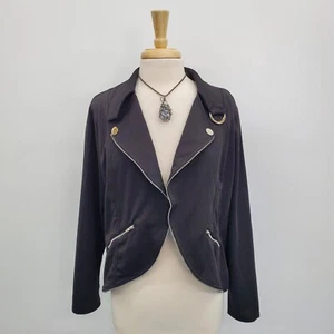 Haute Fox Womens Open Front Black Moto Jacket Blazer Plus Size 2X Pockets NWT - Picture 1 of 15