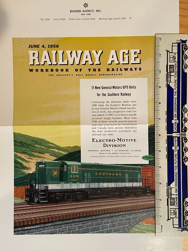 Новый из старых запасов железнодорожный чехол с защитой от возраста EMD для электровозов Southern Railway 1956 - Изображение 1 из 1