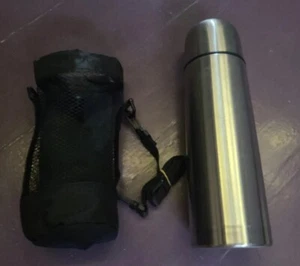 Metal Thermos 24oz With Carrying Case Twist Top Insulated Silver - Picture 1 of 7