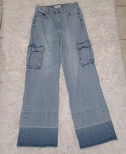 Pantalones de mezclilla Juicy Couture para mujer talla 28 cintura alta pierna ancha carga dobladillo desgastado - Imagen 1 de 10