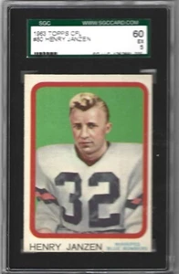 1963 TOPPS CFL #80 HENRY JANZEN SGC 60 OR 5 EX ! RAZOR SHARP CORNERS !!!!! - Picture 1 of 1