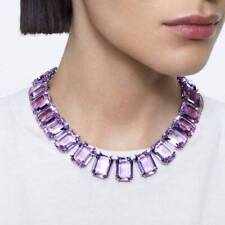 25CT Emerald Simulated Amethyst Women's Tennis Necklace Gold Plated 925 Silver