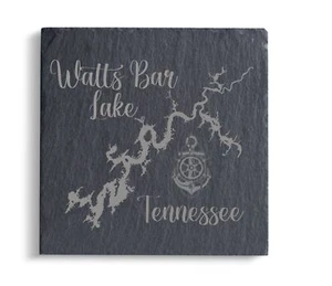 Watts Bar Lake Tennessee Schiefer-Untersetzer mit individueller Gravur - Bild 1 von 4