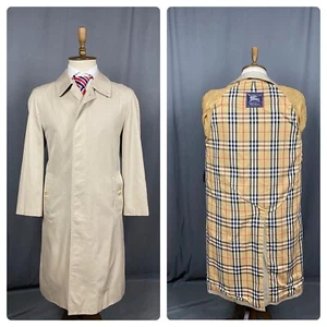 Burberry Nova Check Lining Men's Beige Trench Long Coat Size 48 Reg - Picture 1 of 15