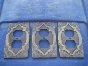 Vintage 1-Gang ** AMEROCK ** Brass Metal Duplex Outlet Wall Plate Lot of 3 USA - Picture 1 of 4