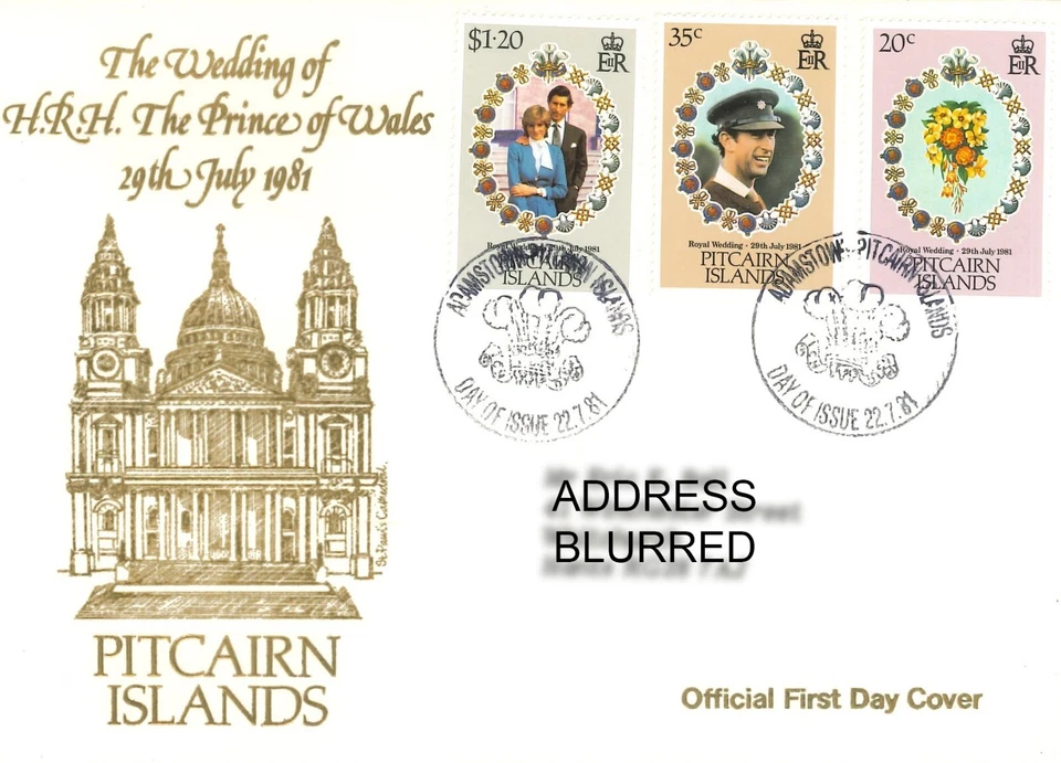 Pitcairn Islands FDC Wedding of HRH Prince of Wales First Day Cover, 22.7.1981 - Image 1 of 1