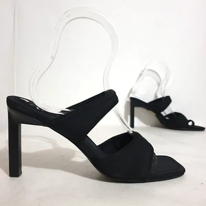 Wittner Shoes Sz 42 Black Slip On High Heels Mules Stiletto Toe Band Strappy - Picture 1 of 10