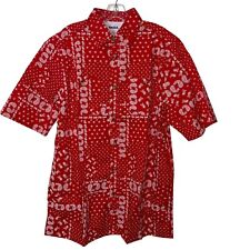 KingSize Mens Shirt Size Large Tall Red Bandana Print Button Down Cotton New