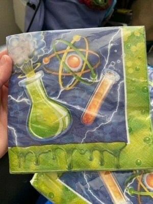 Mad Scientist Birthday Party Supplies Large Lunch Napkins New!!! - Image 1 of 2