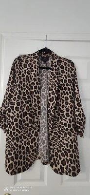 Worthington 真丝亚麻夹克外套 Cirlee 动物女式 L 码  — 第 1/4 张图片