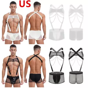 Body uomo a rete a rete jockstrap wrestling singolo petto imbracatura intimo - Foto 1 di 27