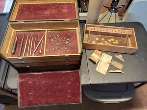 c1890's Snowden & Cowman Dental Supplies Storage Chest with Tools and GOLD - Picture 1 of 12