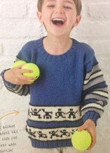 Children's Sport Themed Jumper DK KNITTING PATTERN -Ages 1-11yrs (18-29" Chest) - Picture 1 of 3