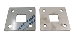 Edelstahl Ankerplatte 100 x 100 x 5 mm Mittelloch 40x40mm 4x Ø11mm Edelstahl V2A - Bild 1 von 2