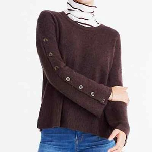 Suéter Lana Mezcla de Alpaca Marrón Manga de Botones Madewell Pequeño Usado en Excelente Condición - Imagen 1 de 8