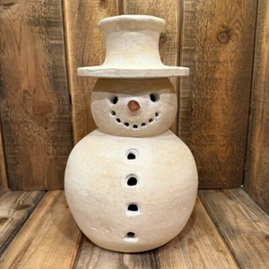 POTTERY BARN TERRACOTTA SNOWMAN ~ LARGE ~ *SEE DETAILS* - Picture 1 of 15
