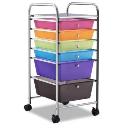 6-Drawers Rolling Storage Cart Office Scrapbook Home Organizer School Multicolor - Image 1 of 4