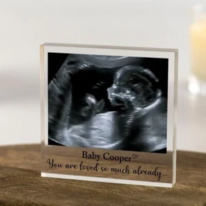 Baby Scan Acrylic Block - Ultrasound Sonogram Photo Gift, Baby scan Keepsake - Picture 1 of 2