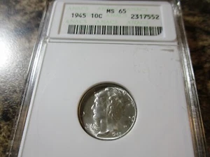 1945 MERCURY DIME ANACS MS65 7552 - Picture 1 of 2