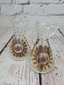Vintage MCM Georges Briard Gold Trim Oil & Vinegar Cruet Regalia Set - Picture 1 of 6