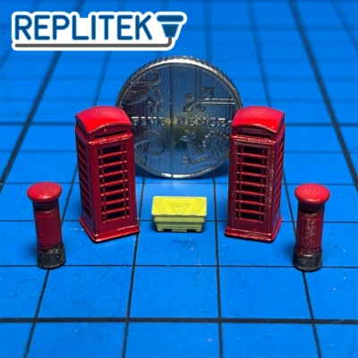 REPLITEK Stärke N Telefonbox, Postfach und Straßenkörnung Mülleimer Straßenlandschaft Set